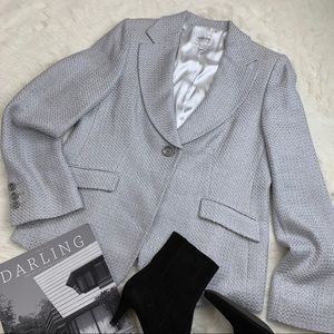 ARMANI COLLEZIONI Shimmer Silver Tweed Long Blazer